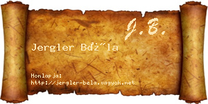 Jergler Béla névjegykártya
